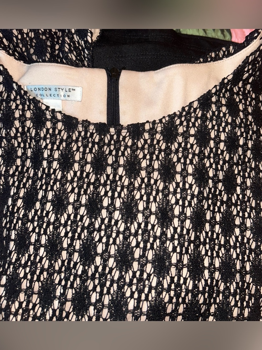 London Style Black Lace Dress with Nude Lining